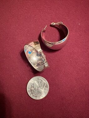 Monet Vintage Silver-Tone Curved Hoop Clip Earrings